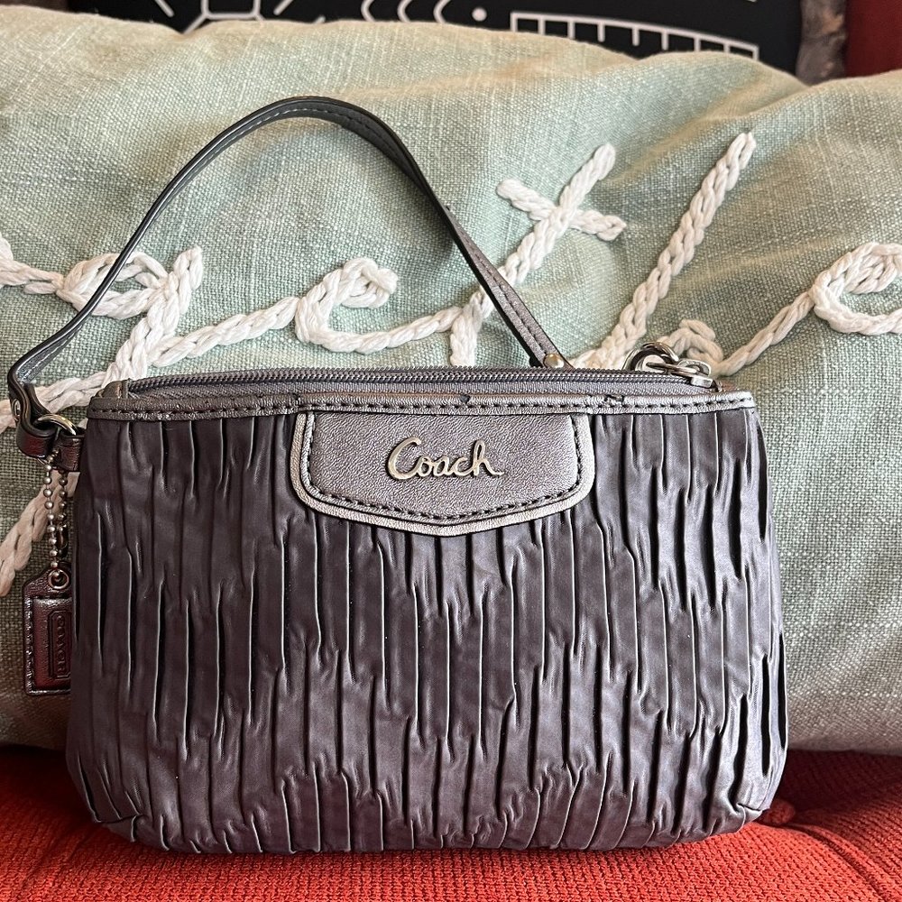COACH Pleated Satin Wristlet